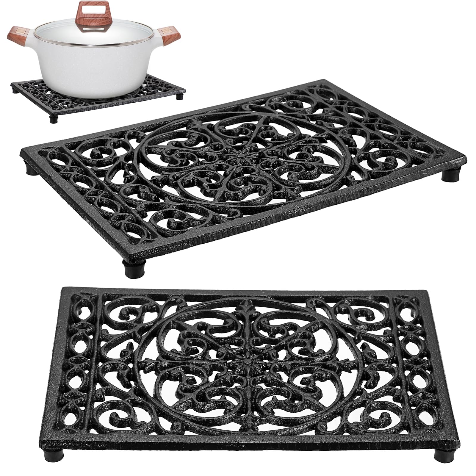 Cast Iron Tetsubin - Rectangle Cast Iron Trivet Heat Resistant