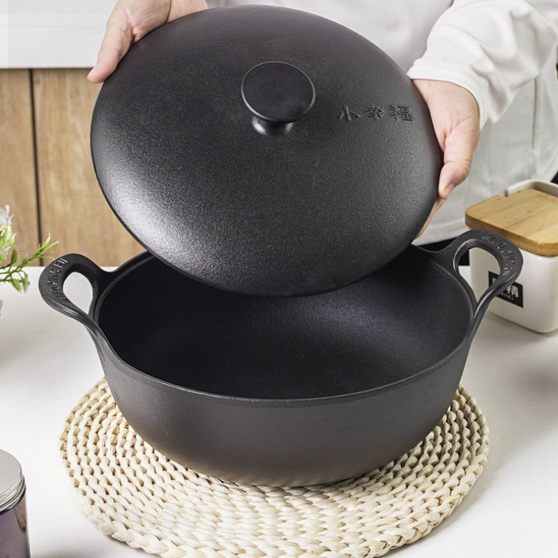 Cast Iron Tetsubin - Multifunctional Cast Iron Flat-Bottomed Wok Soup