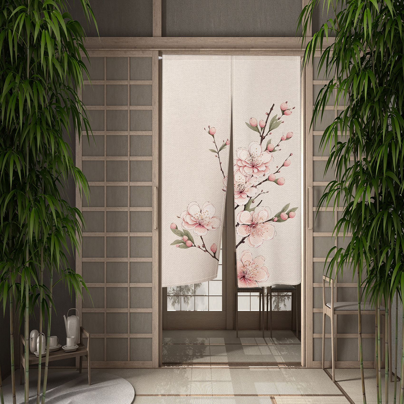 Cherry Blossom Door Curtain Ja - Noren Curtain Doorway reseña y precio