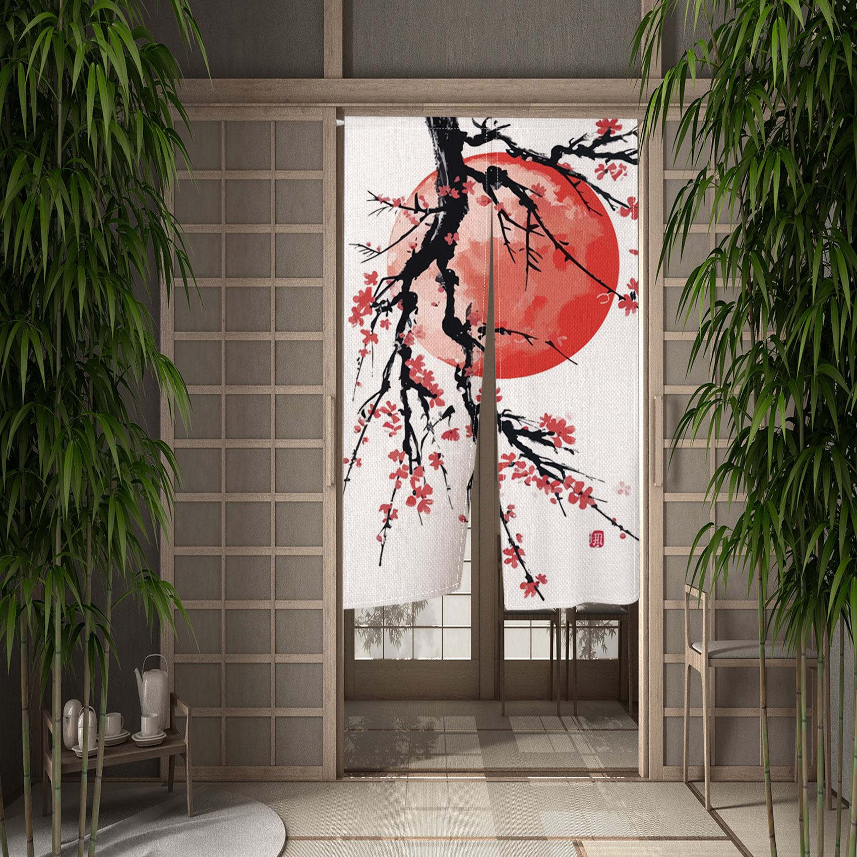 Cherry Blossom Door Curtain Ja - Noren Curtain Doorway reseña y precio
