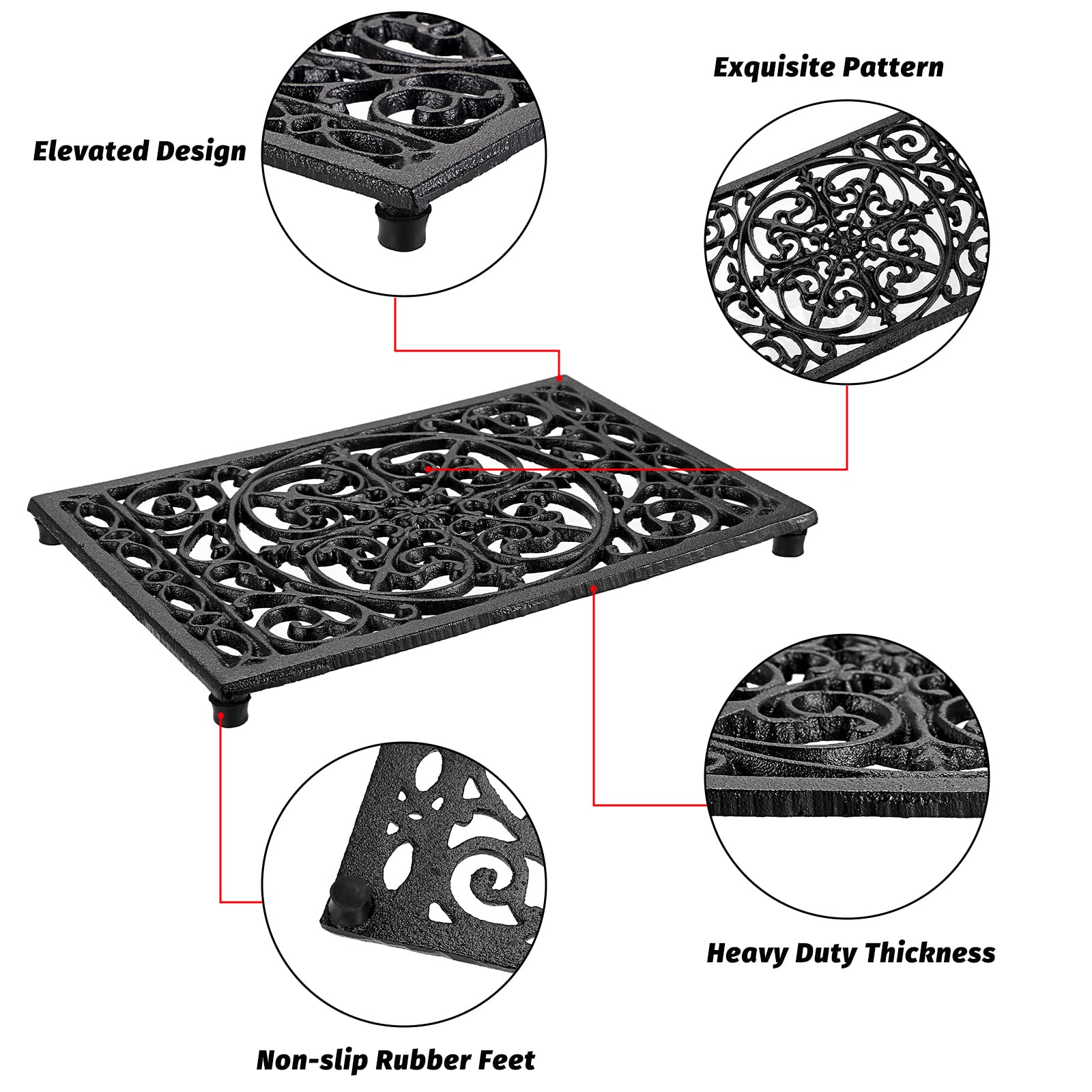 Rectangle Cast Iron Trivet Hea - Cast Iron Tetsubin reseña y precio