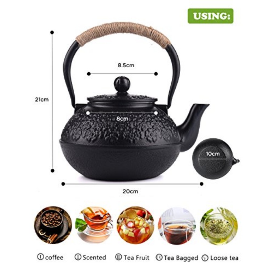 Cast Iron Teapot 40oz/ Japanes - Cast Iron Tetsubin reseña y precio