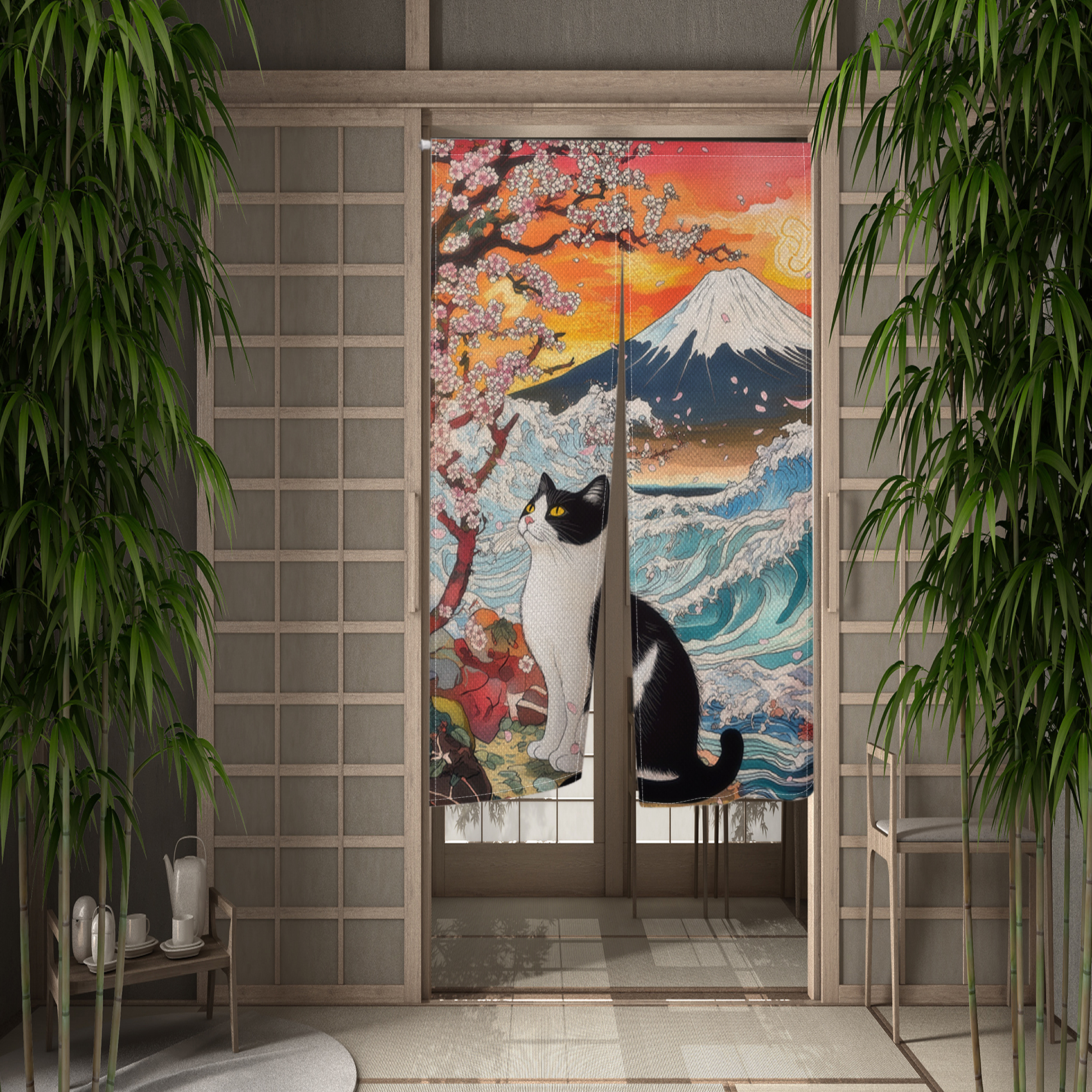 Japanese Ukiyo Noren Door Curt - Noren Curtain Doorway reseña y precio