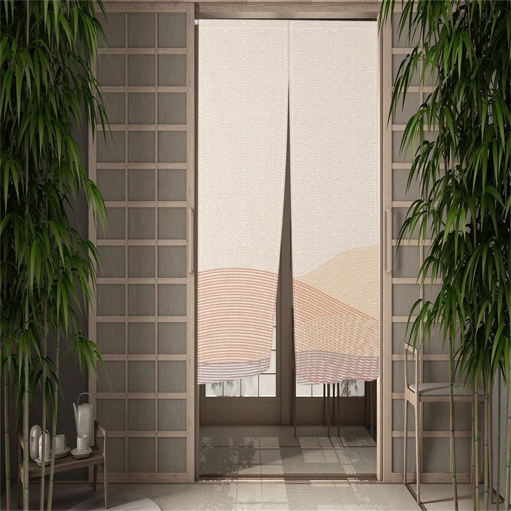 Beige Noren Split Japanese Doo - Noren Curtain Doorway reseña y precio