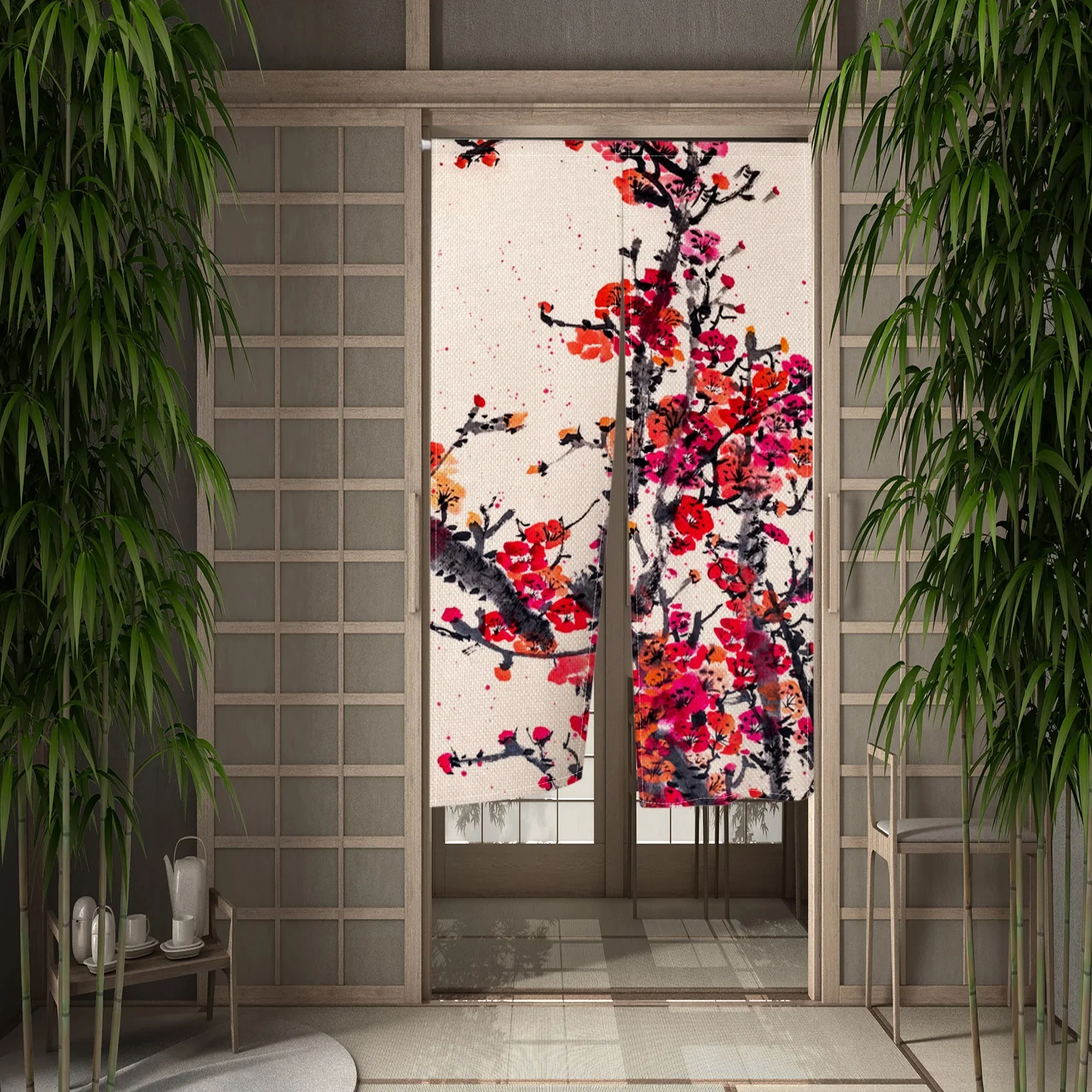 Cherry Blossom Door Curtain Ja - Noren Curtain Doorway reseña y precio